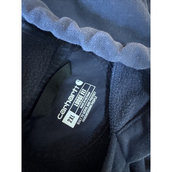 Carhartt Pullover Hoodie Mid Weight Loose Fit Graphic Sleeve 2x Tall K288 Blue - Picture 2 of 12